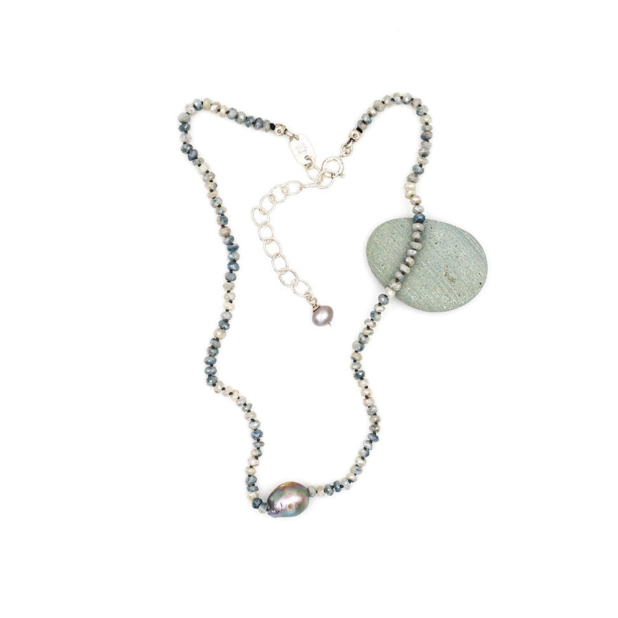 Baroque Pearl Centro Necklace   Silverite + Silver