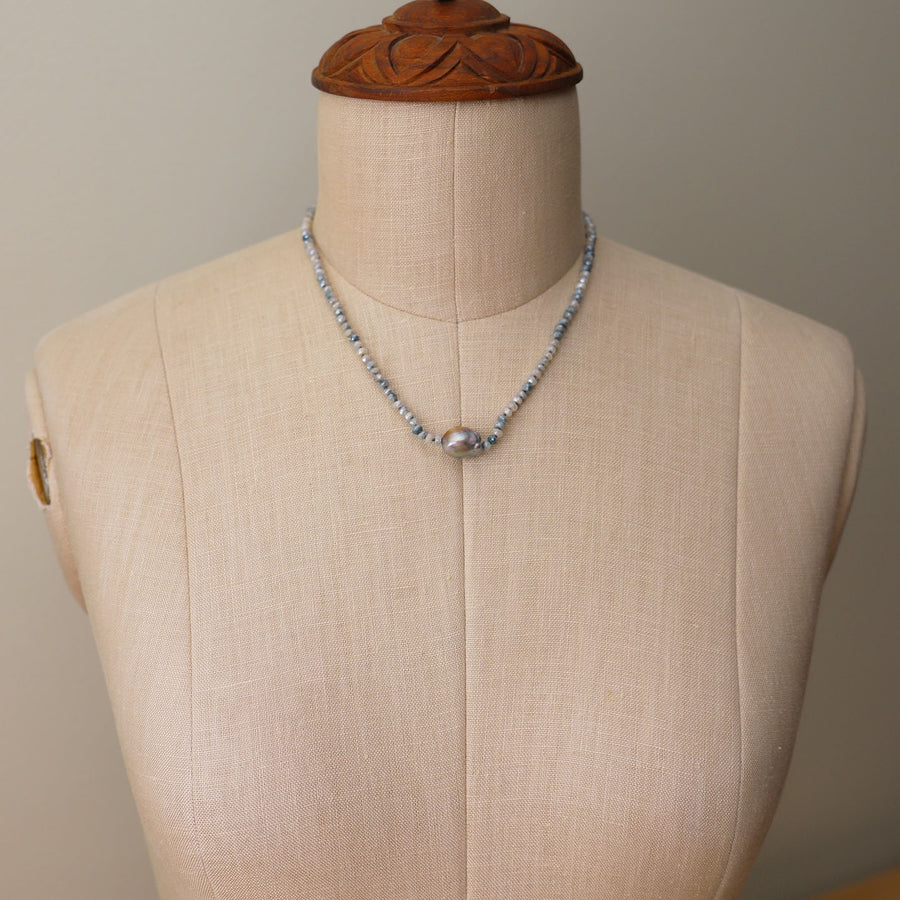 Baroque Pearl Centro Necklace   Silverite + Silver