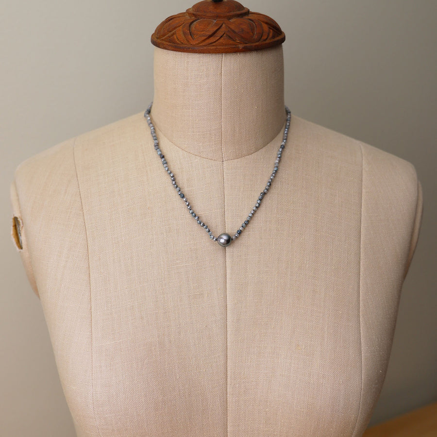 Tahitian Pearl Centro Necklace   Silverite + Silver